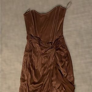 Zara Chocolate Brown Strapless Mini Dress